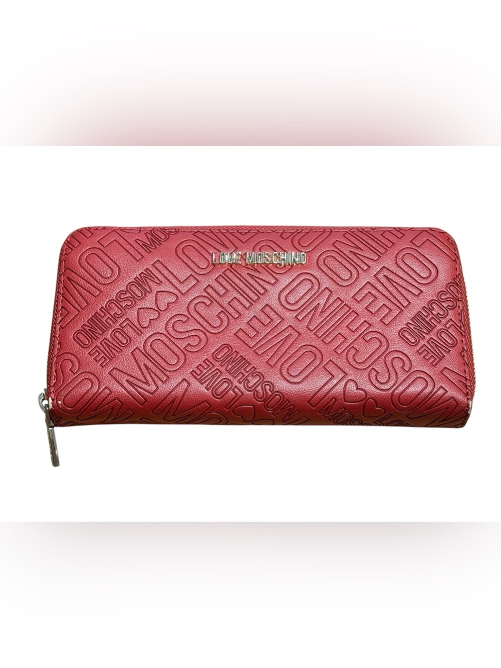 Love Moschino Embossed Logo Zip Around Wallet Red